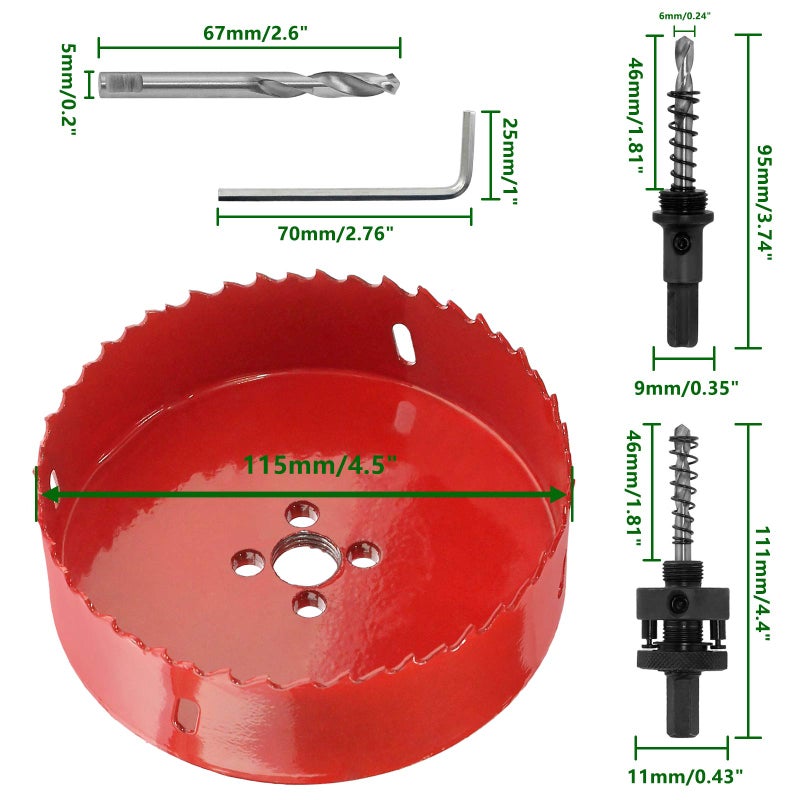 Luomorgo 4.5 inch Hole Saw, 1 1/4 inch Cutting Depth HSS Bi-Metal Hole Cutter for Wood Cornhole Boards Plastic Drywall & Metal Sheet - Image 2